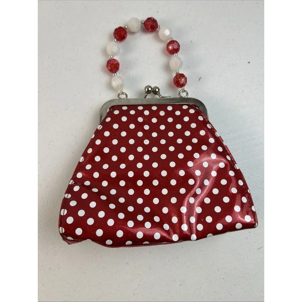 Disney Parks Minnie Mouse Purse Bag Red & White Polka‎ Dots Kiss Clasp Closure